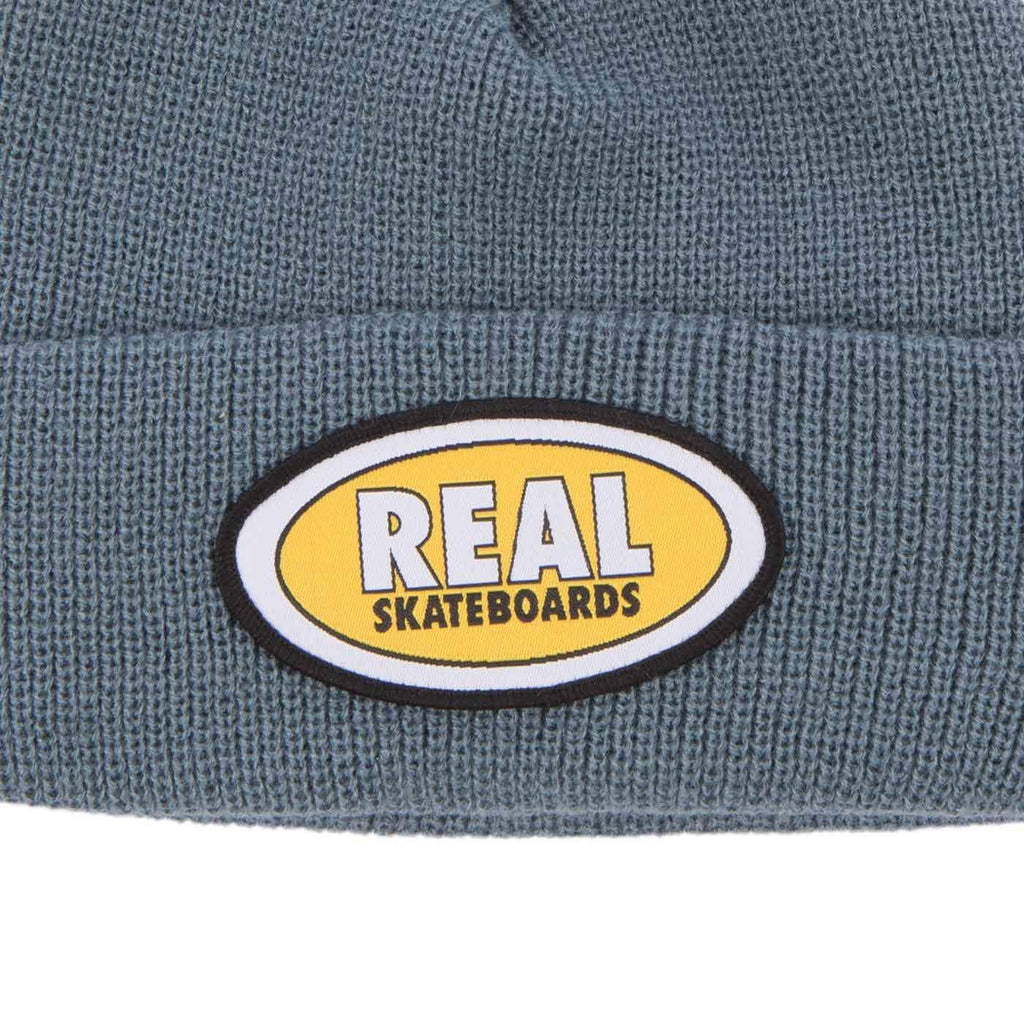 Real Oval Cuff Beanie Slate Blue Yellow  Real   