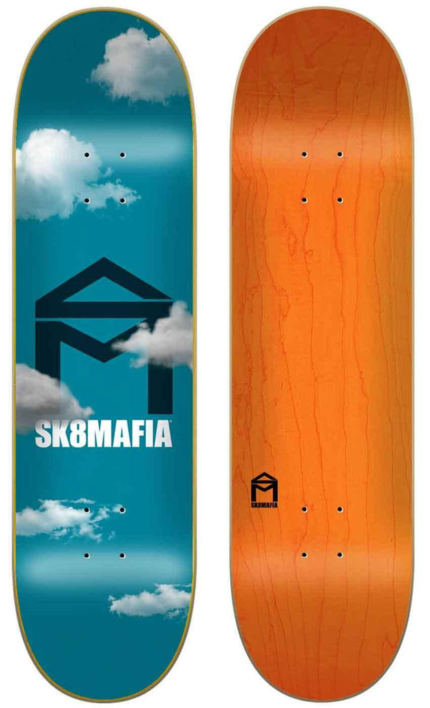 Skatemafia House Logo Clouds 8.0 Deck Blue  Sk8mafia   