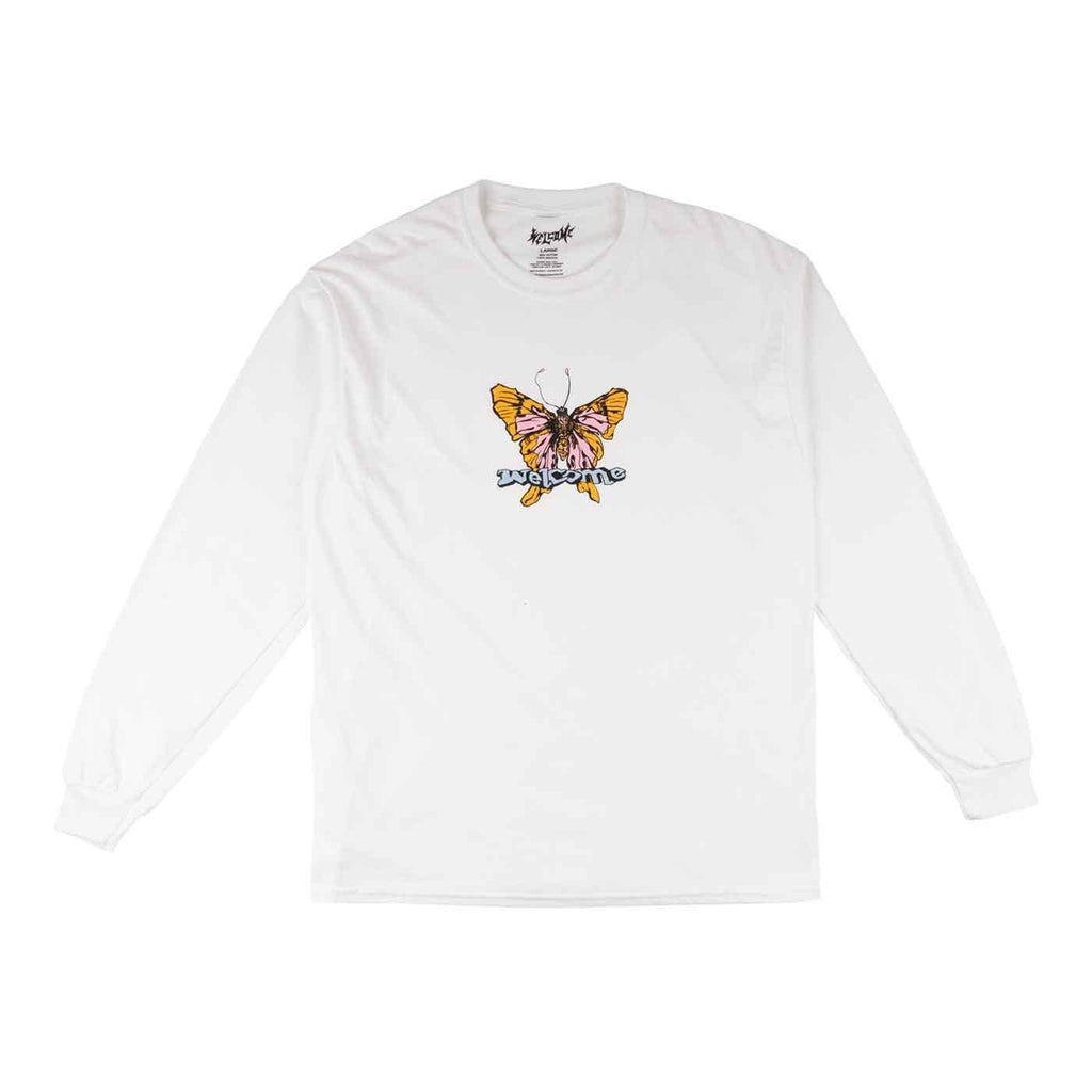 Welcome Butterfly Longsleeve T-Shirt White  Welcome   