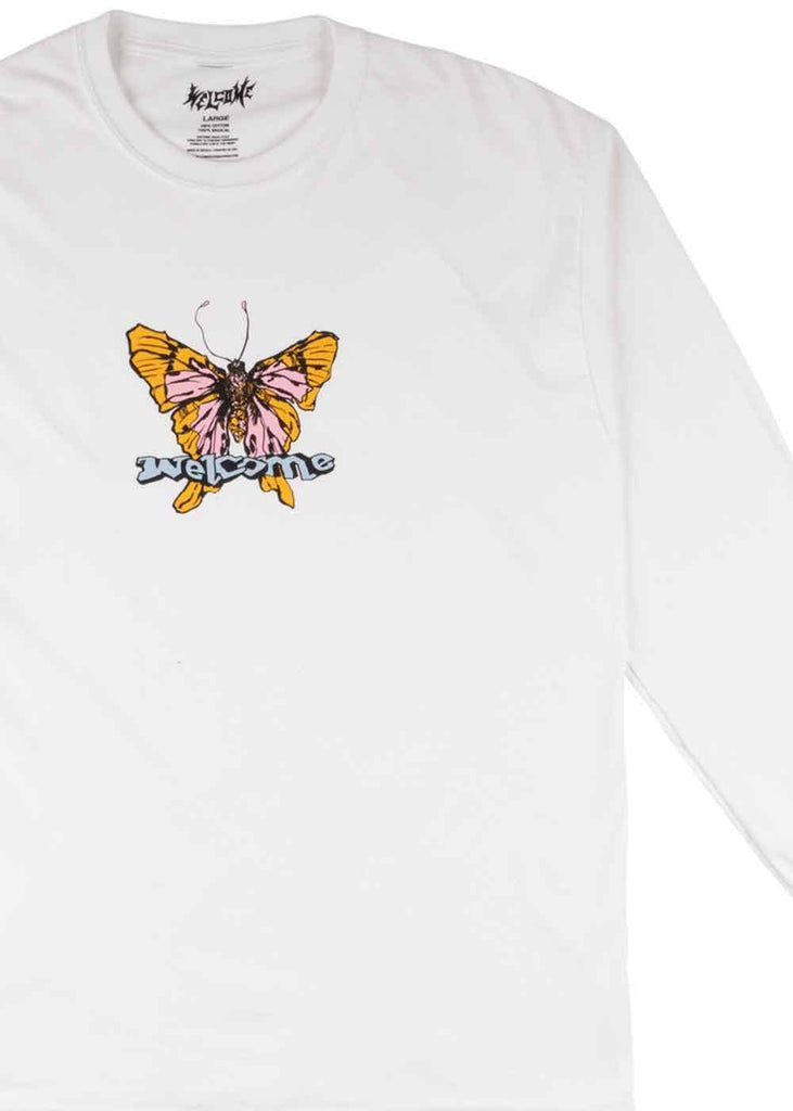 Welcome Butterfly Longsleeve T-Shirt White  Welcome   