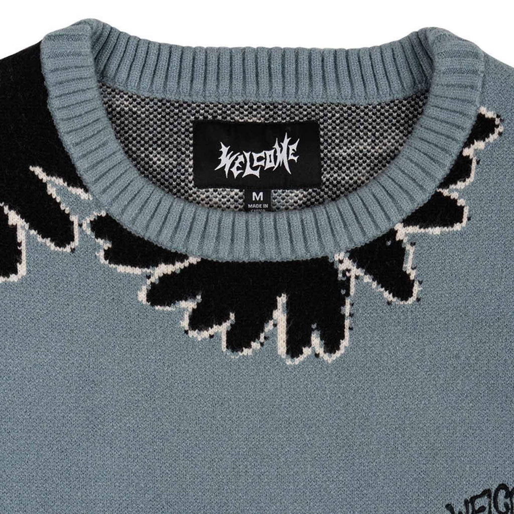 Welcome Daisies Knit Sweater Slate  Welcome   