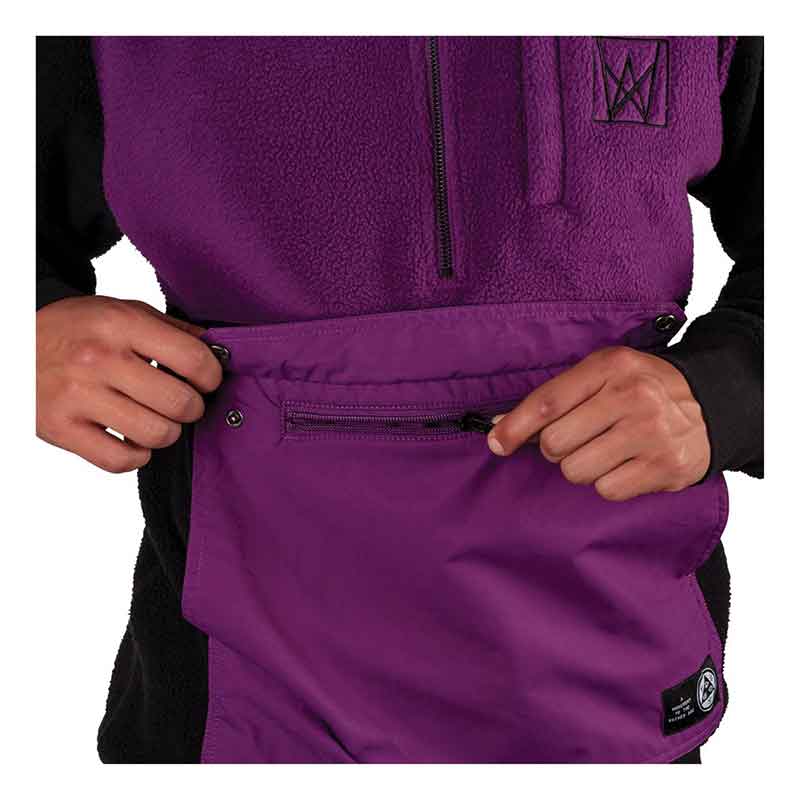 Welcome Icon Half Zip Sherpa Fleece Black Purple  Welcome   