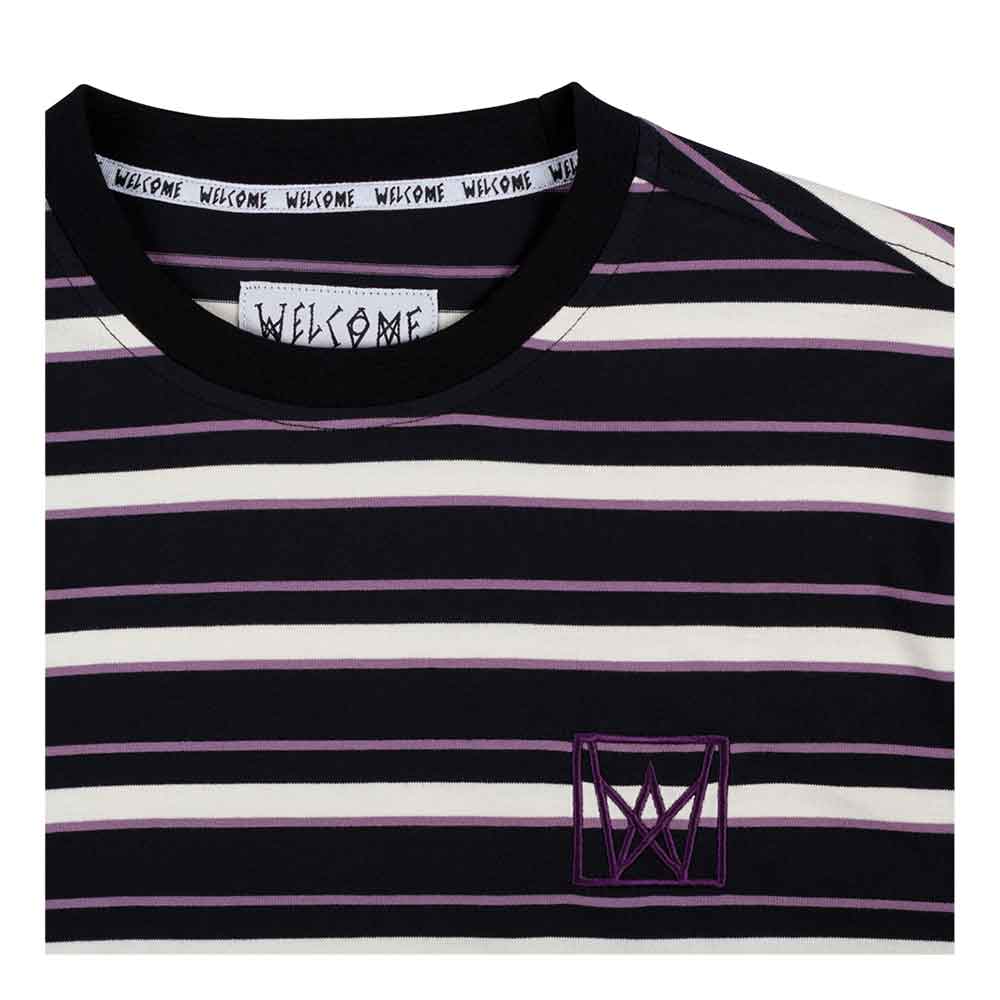 Welcome Icon Stripe Longsleeve T-Shirt Black Grape  Welcome   