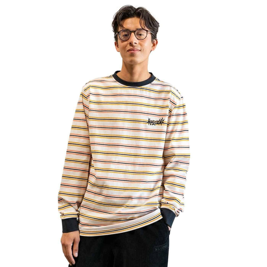 Welcome Palmer Striped Longsleeve T-Shirt Bone  Welcome   