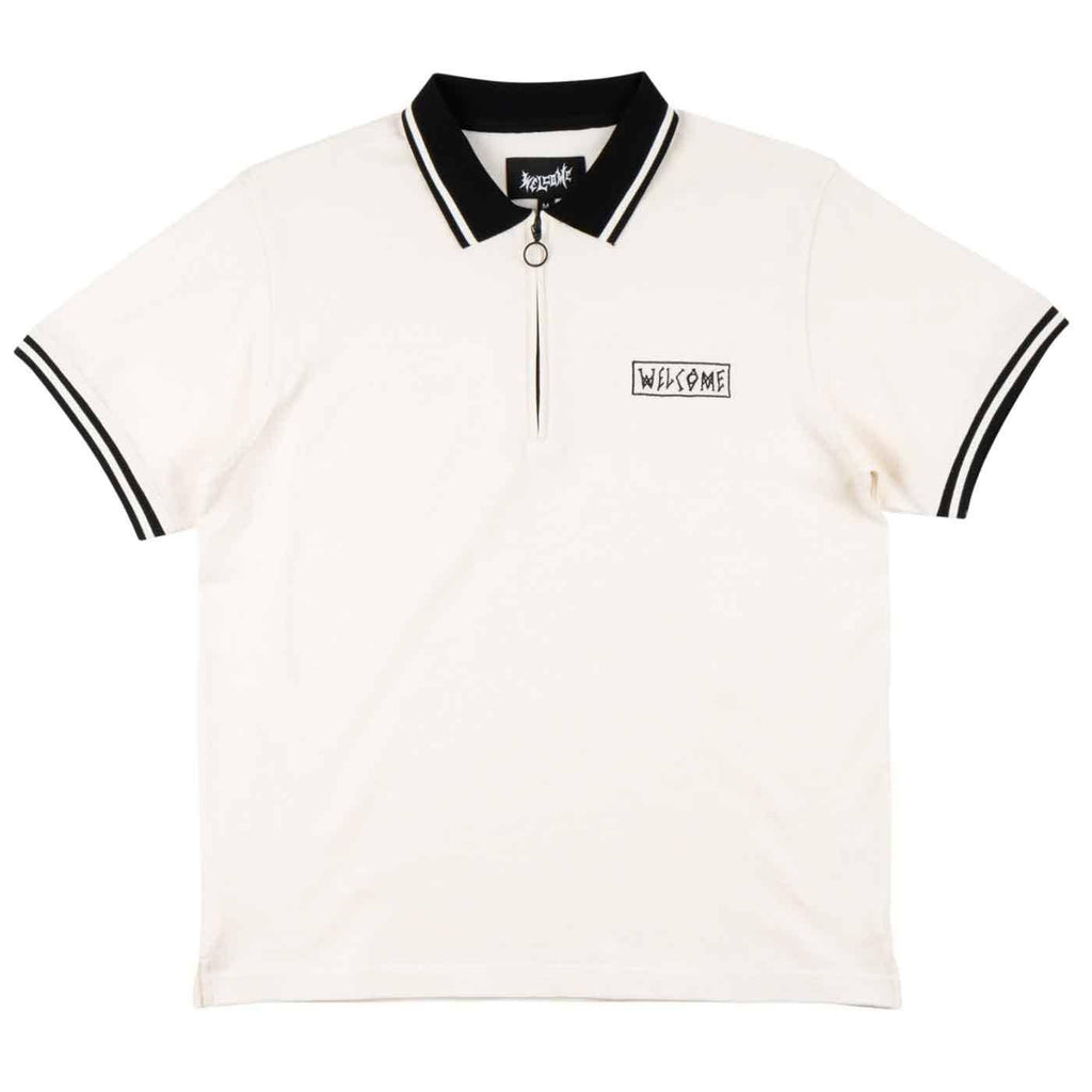 Welcome Parliament Pique Zip Polo Shirt Bone  Welcome   