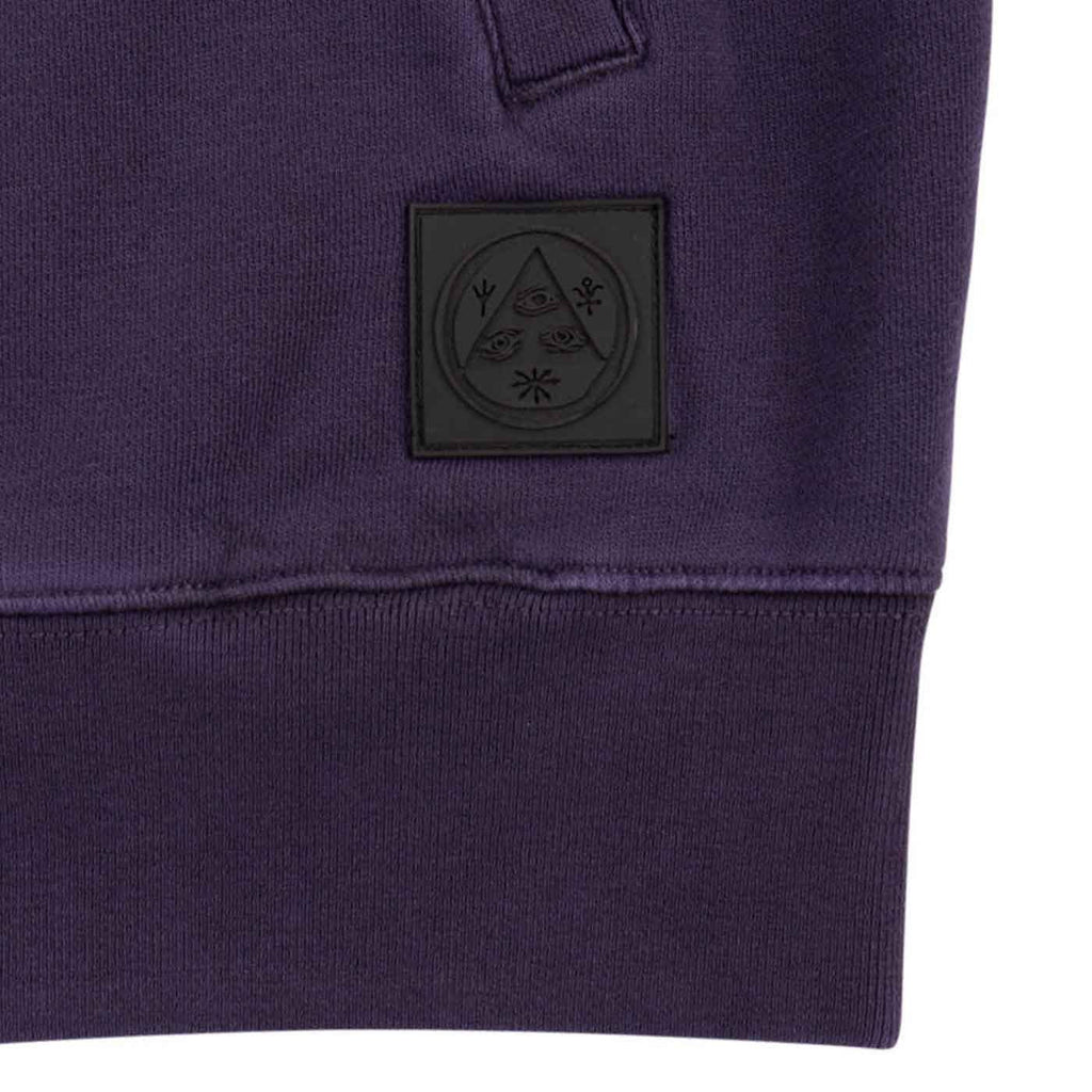 Welcome Scrawl Mock 1/4 Zip Sweater Eggplant  Welcome   