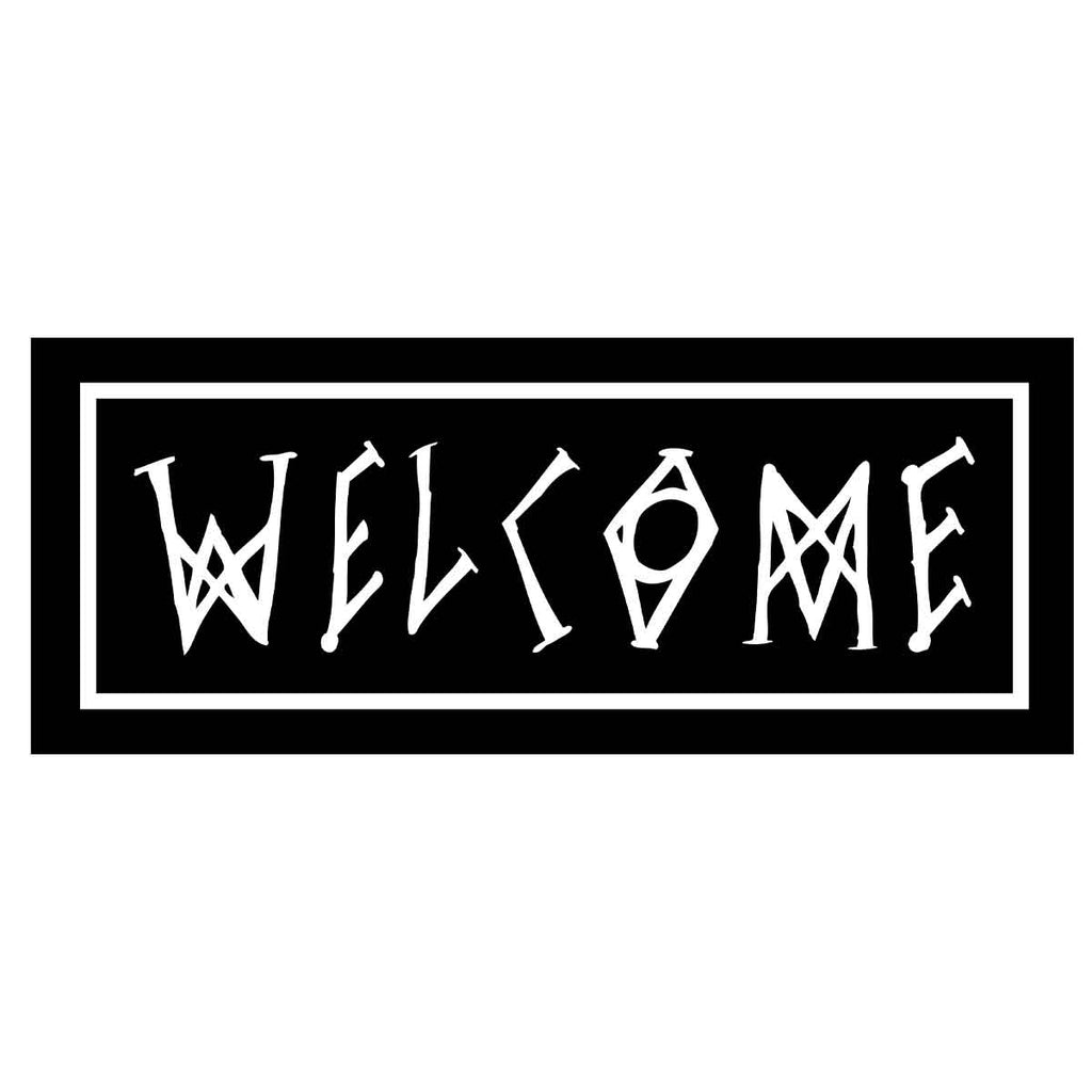 Welcome Scrawl Sticker Black White  Welcome   
