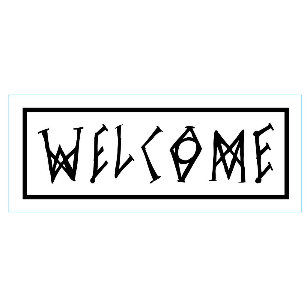 Welcome Scrawl Sticker White Black  Welcome   