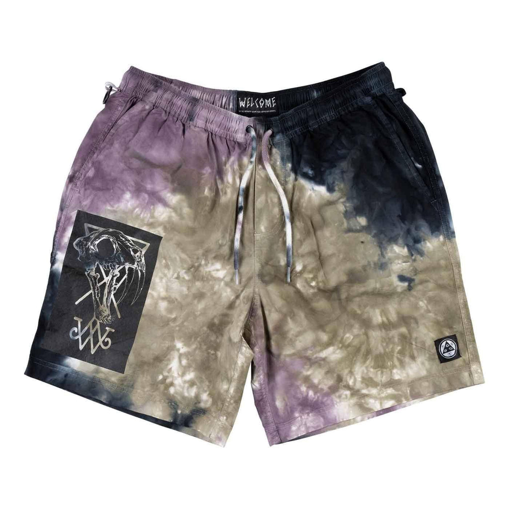 Welcome Soft Core Tie Dye Shorts Eggplant  Welcome   