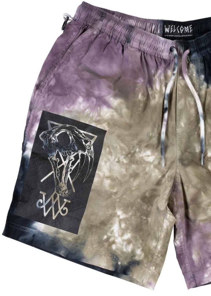 Welcome Soft Core Tie Dye Shorts Eggplant  Welcome   