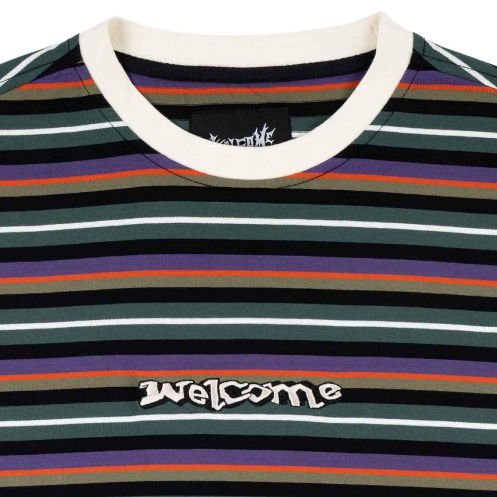 Welcome Surf Stripe Knit T-Shirt Forest  Welcome   