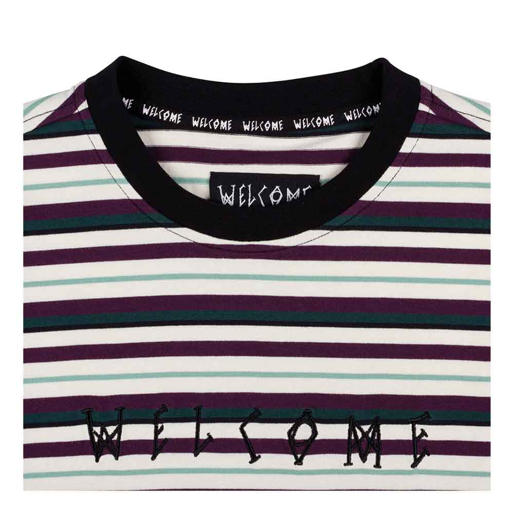 Welcome Surf Stripe Longsleeve T-Shirt Bone Plum  Welcome   